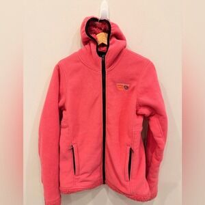 Mountain Hardwear Pink Fleece Hooded Jacket‎ Women's Size L Sherpa Lined